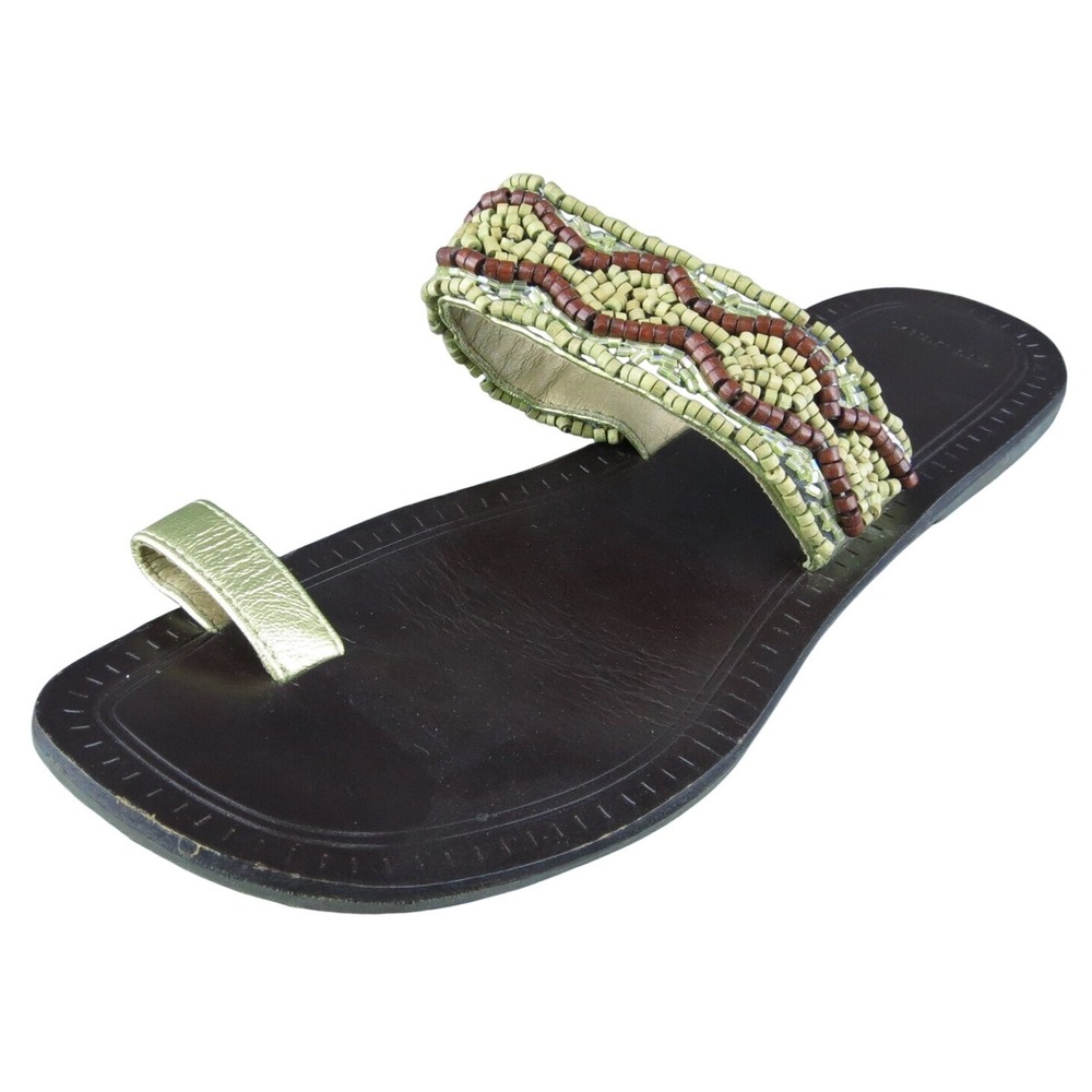 Lands' End Women Flip Flop Sandal Shoes Brown Leather Size 7 Medium